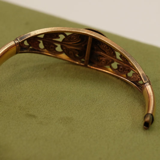Victorian Gold Filled Bracelet with Leaves and Initials