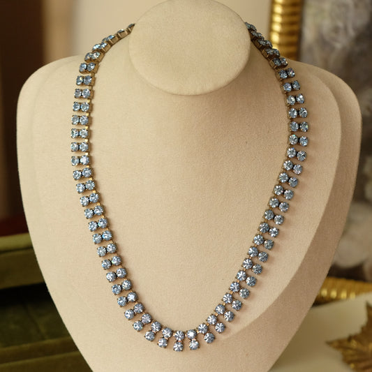 Vintage Austrian Blue Crystal Necklace 1950s
