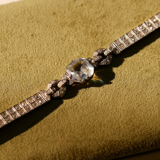 Art Deco 1920 Sterling Faux Diamond bar bracelet