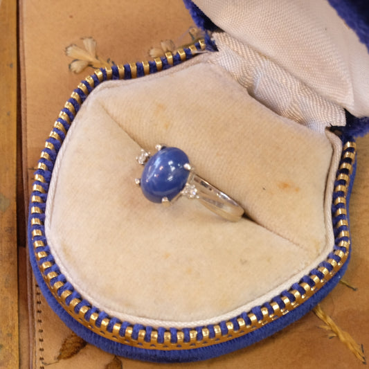 14k Gold Sapphire Star Diamond Ring
