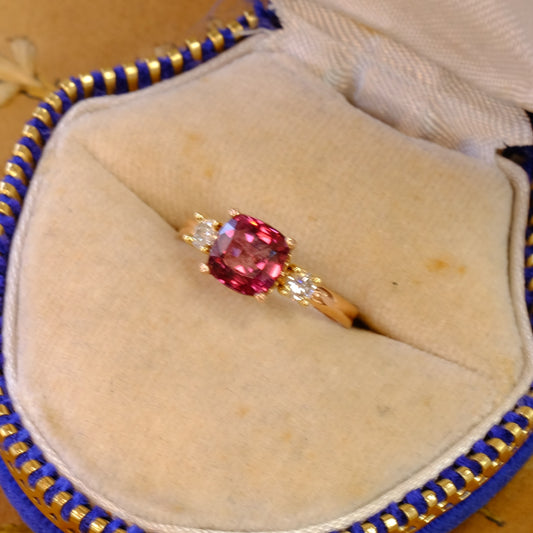 14K Gold Tourmaline Diamond Ring