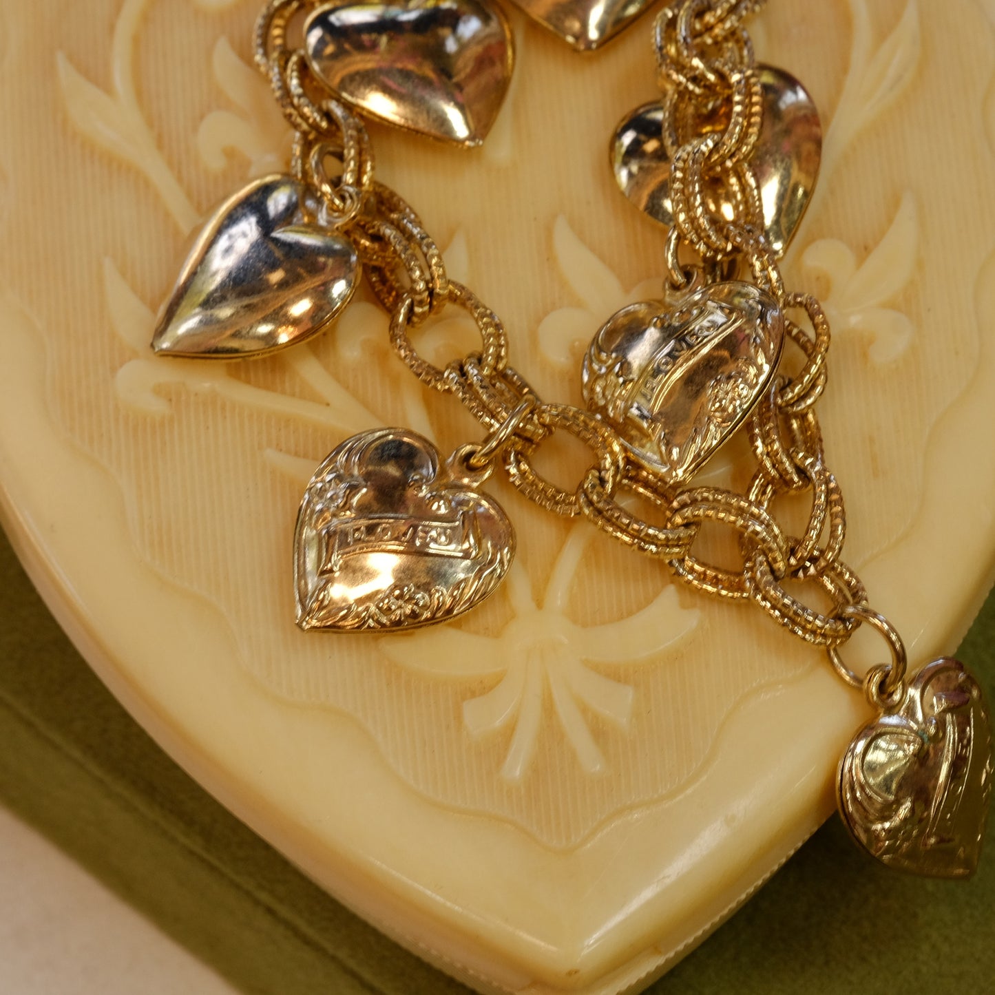 Gold Filled Charms Hearts "Loved" Bracelet