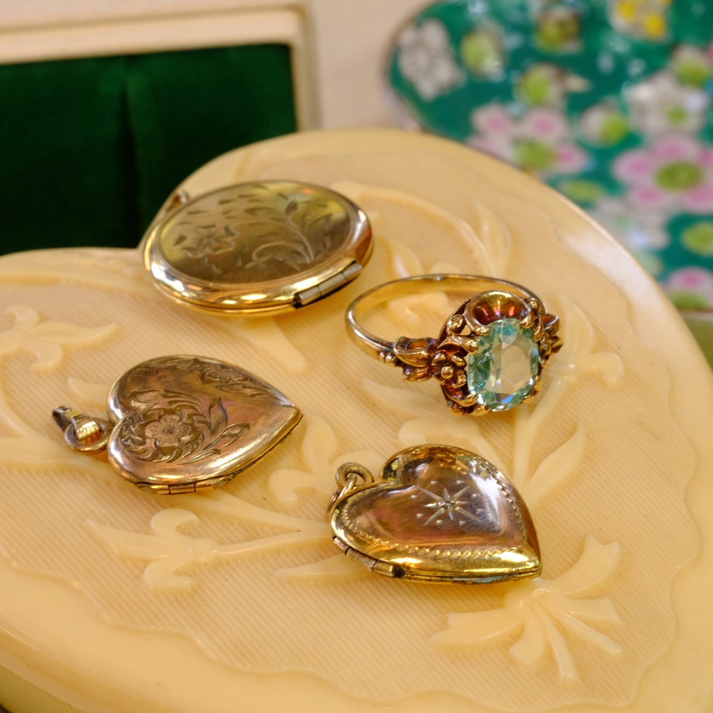 Gold Filled Locket with Flowers