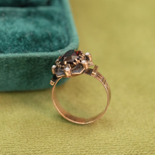 10K Victorian Garnet Seed Pearl Ring