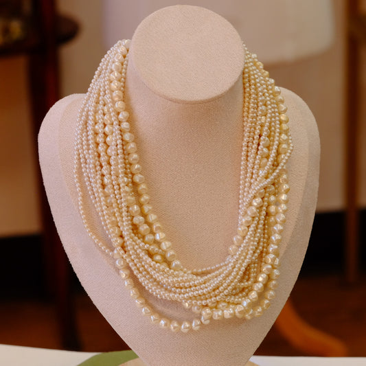 Carolee Multi Row Faux Pearl necklace 1980s