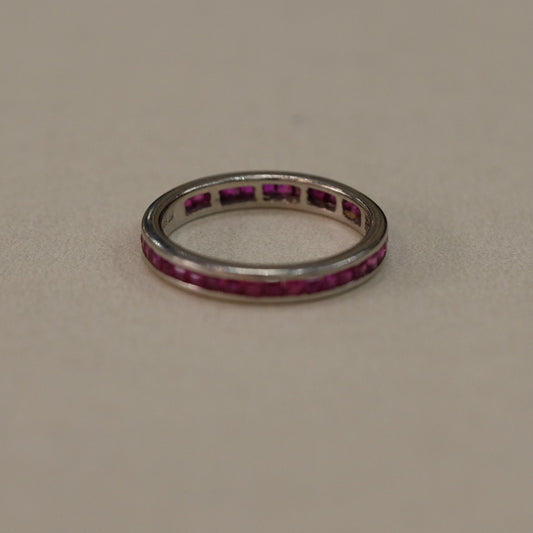 Platinum Band with Burmese Rubies Eternity Ring