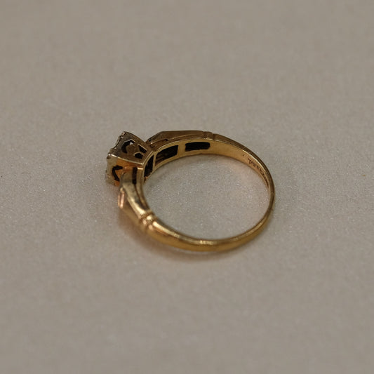14K Yellow Gold Diamond Ring 1940's