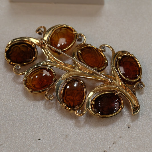 14k Yellow Gold Spinel and Diamond Brooch 26.3 gr