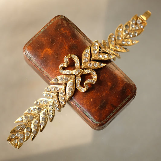 Vintage Yves Saint Laurent Rhinestones Bow Bracelet 1980s