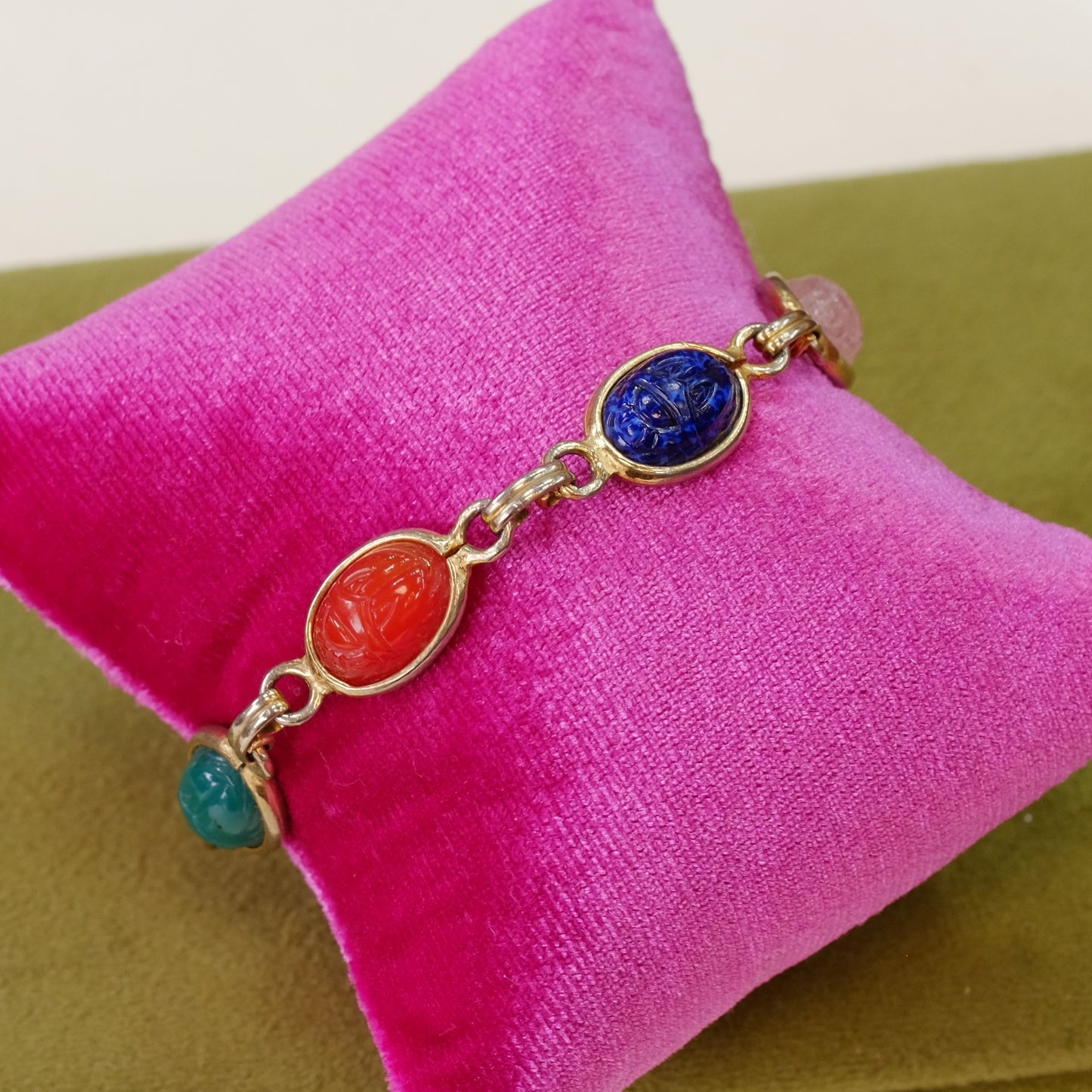 Vintage Scarab Revival Bracelet 1970s