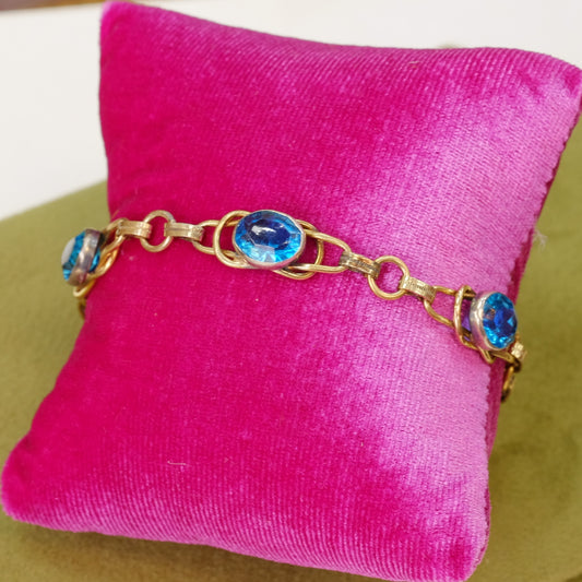Gold Filled Blue Paste Bracelet 1930s