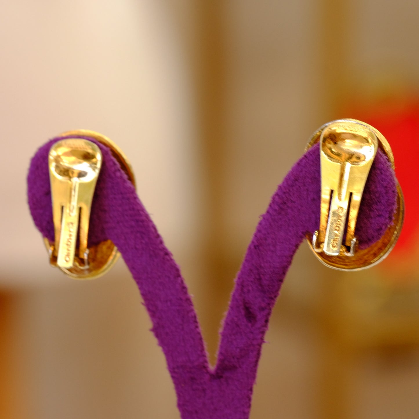 Christian Dior gold tone clip on earrings 1990s