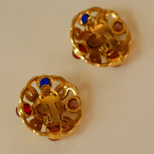 Vintage Chanel Multicolor Gripoix Earrings 1990s