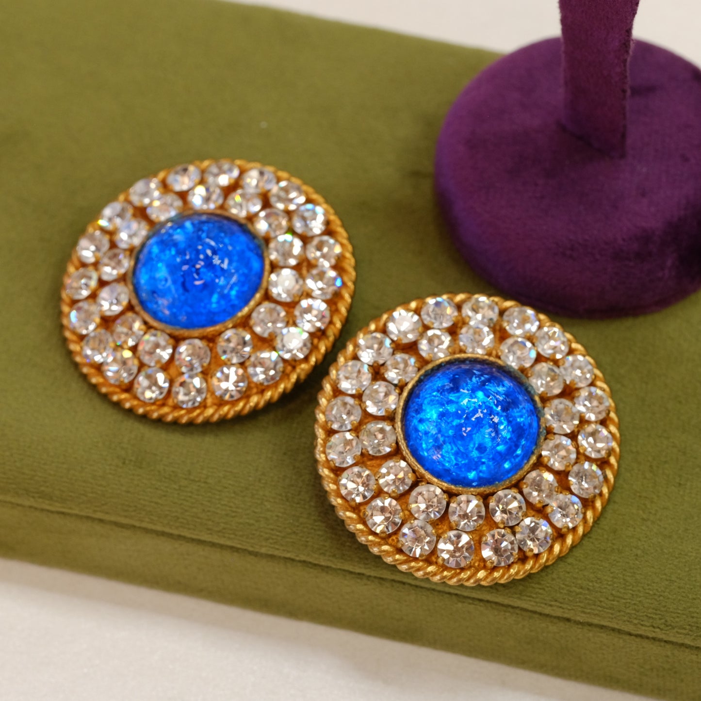 Dominique Aurentis Couture Gripoix Clip on Earrings 1980s