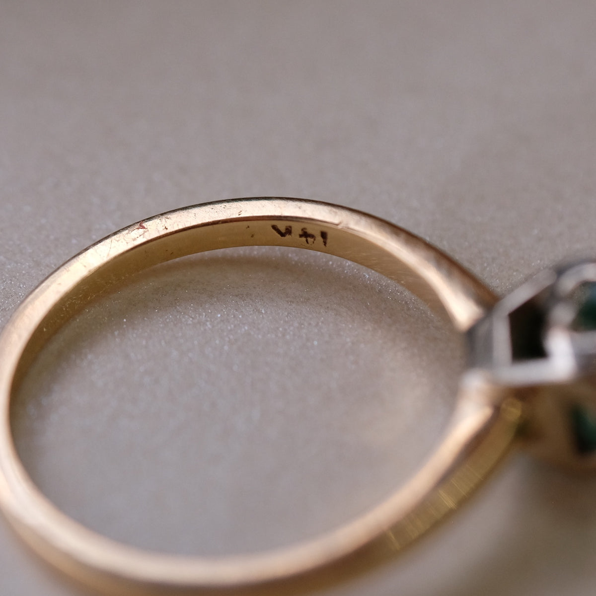 14K Yellow Gold Square Emerald Ring