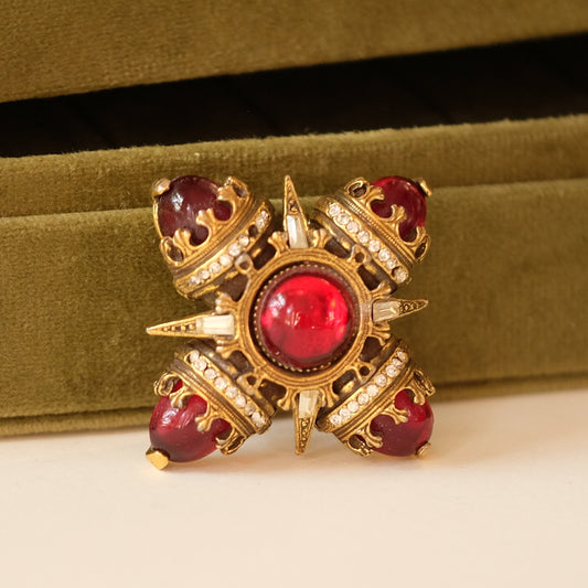 Vintage Benedikt N.Y. Maltese Cross Red Pin 1960s