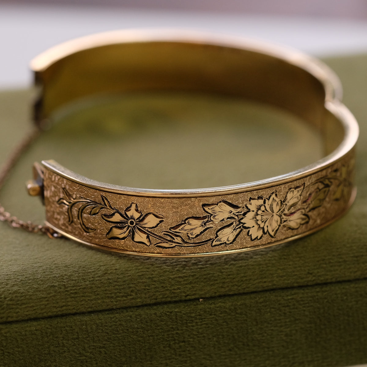 Gold Filled B&B Bangle with Black Enamel