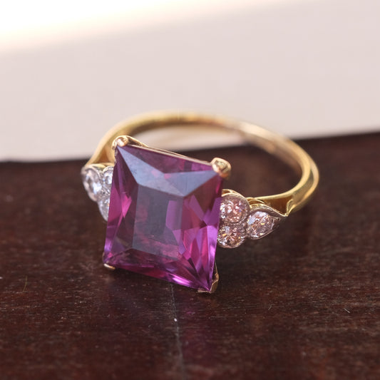 14K Amethyst and Old European Cut Diamond Ring