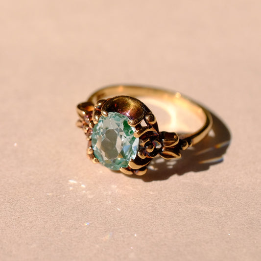 14K Rose Gold Uranium Glass Victorian Ring