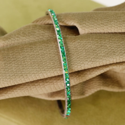 Silver Green Paste Bangle Bracelet