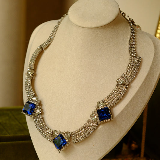 Vintage Hobe Faux Sapphires Necklace 1950’s