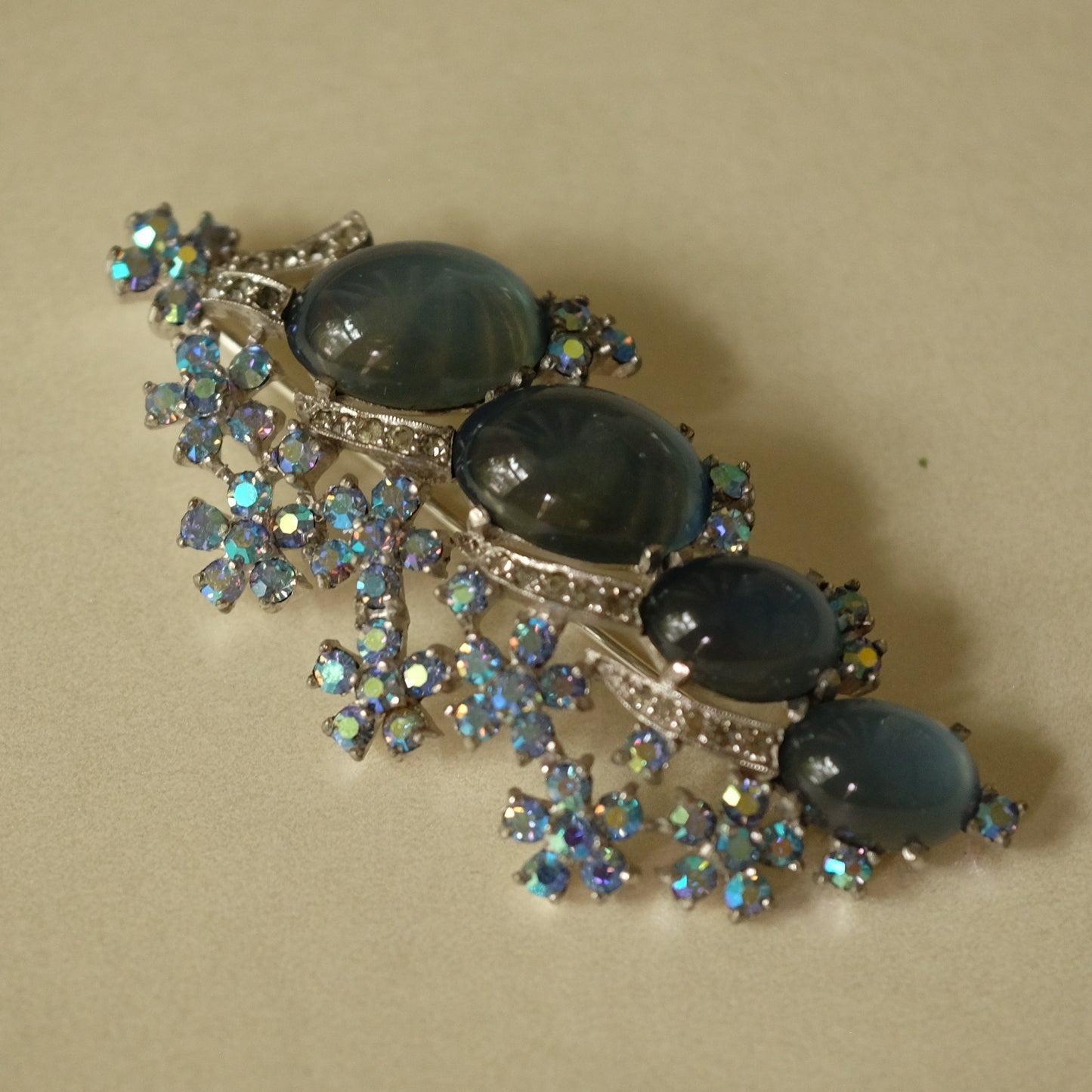 Jomaz Vintage Faux Moonstone Pin 1940s