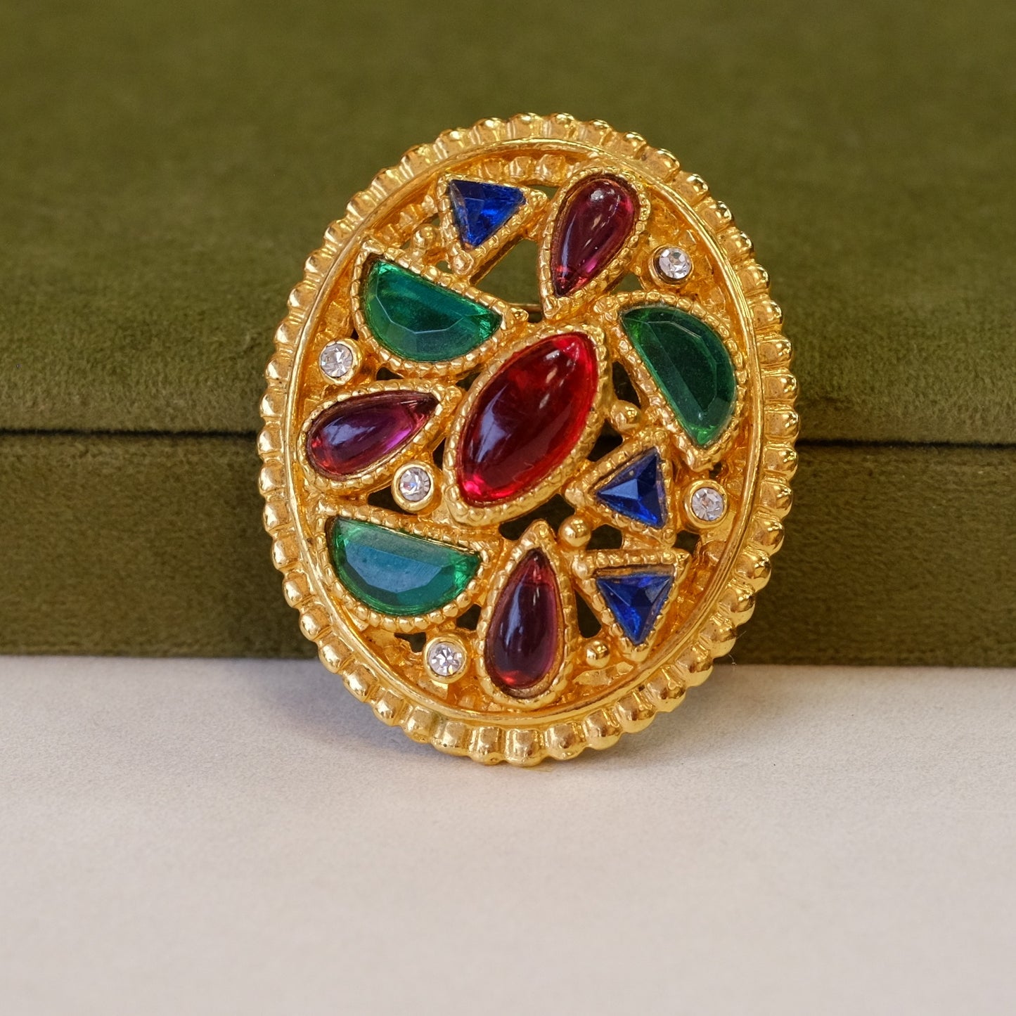 Multicolor Gem Color Brooch 1980s