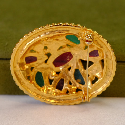 Multicolor Gem Color Brooch 1980s