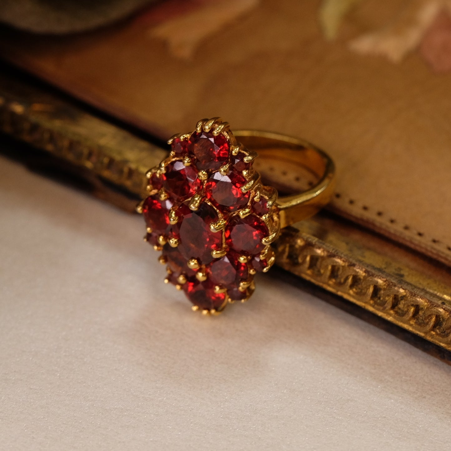 Gold Plated over Sterling Silver Garnet Ring