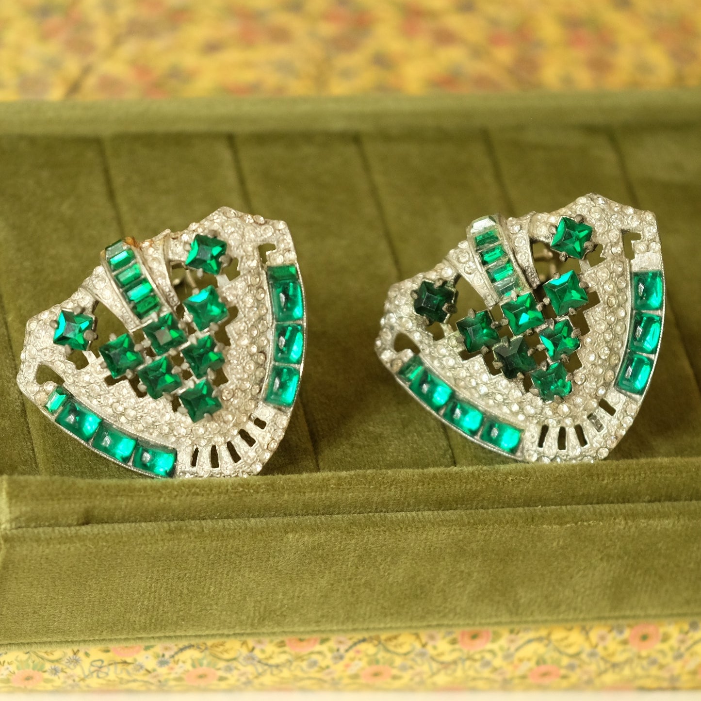 Early Art Deco Pair Dress Clips 1930s