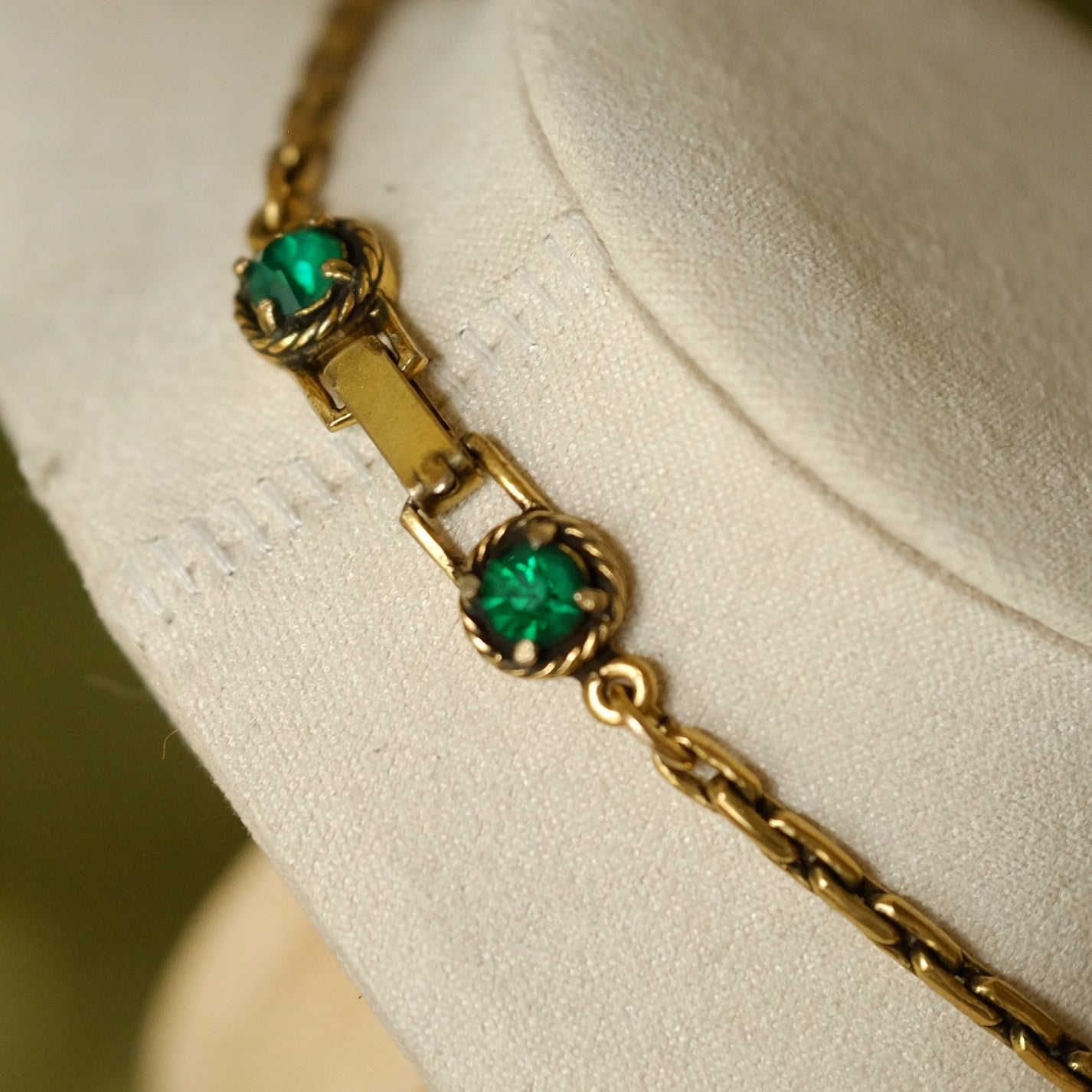 Vintage Hollycraft Faux Emerald Necklace and Earrings Set 1950s