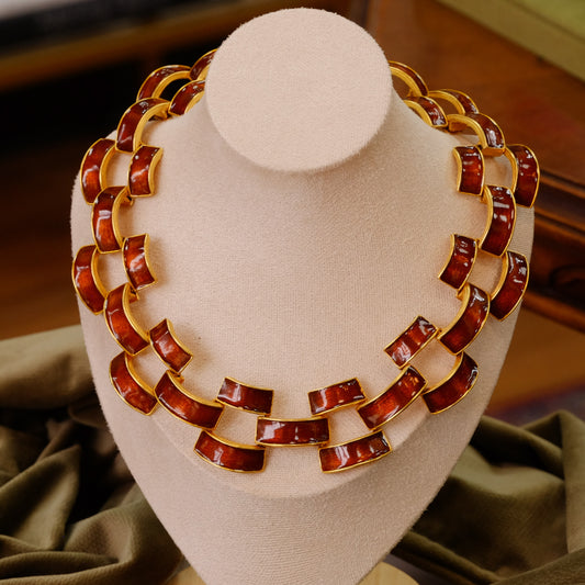 Jay Feinberg goldtone and enamel collar 1980s