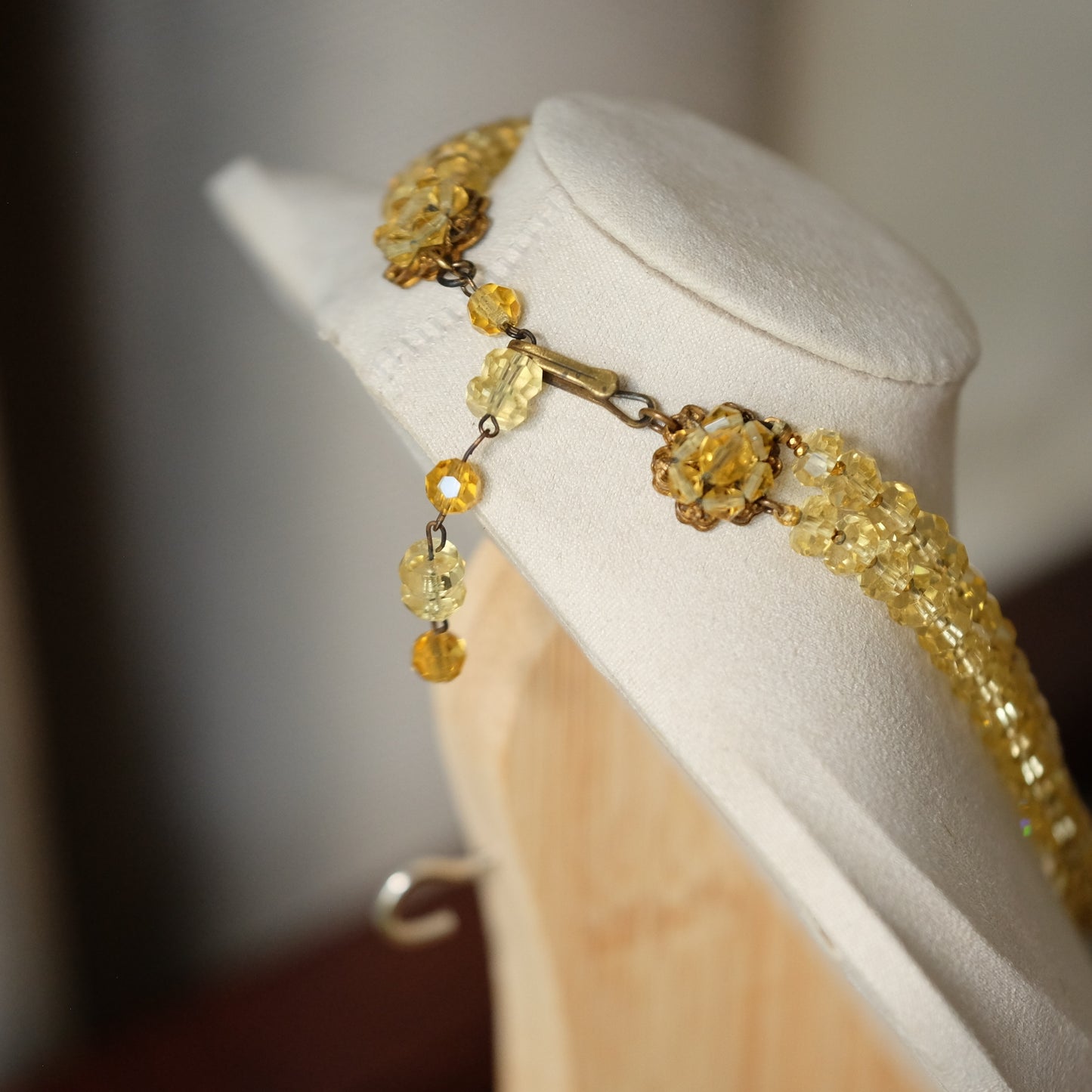 Vintage DeMario Faux Citrine Necklace and Earrings Set 1950s