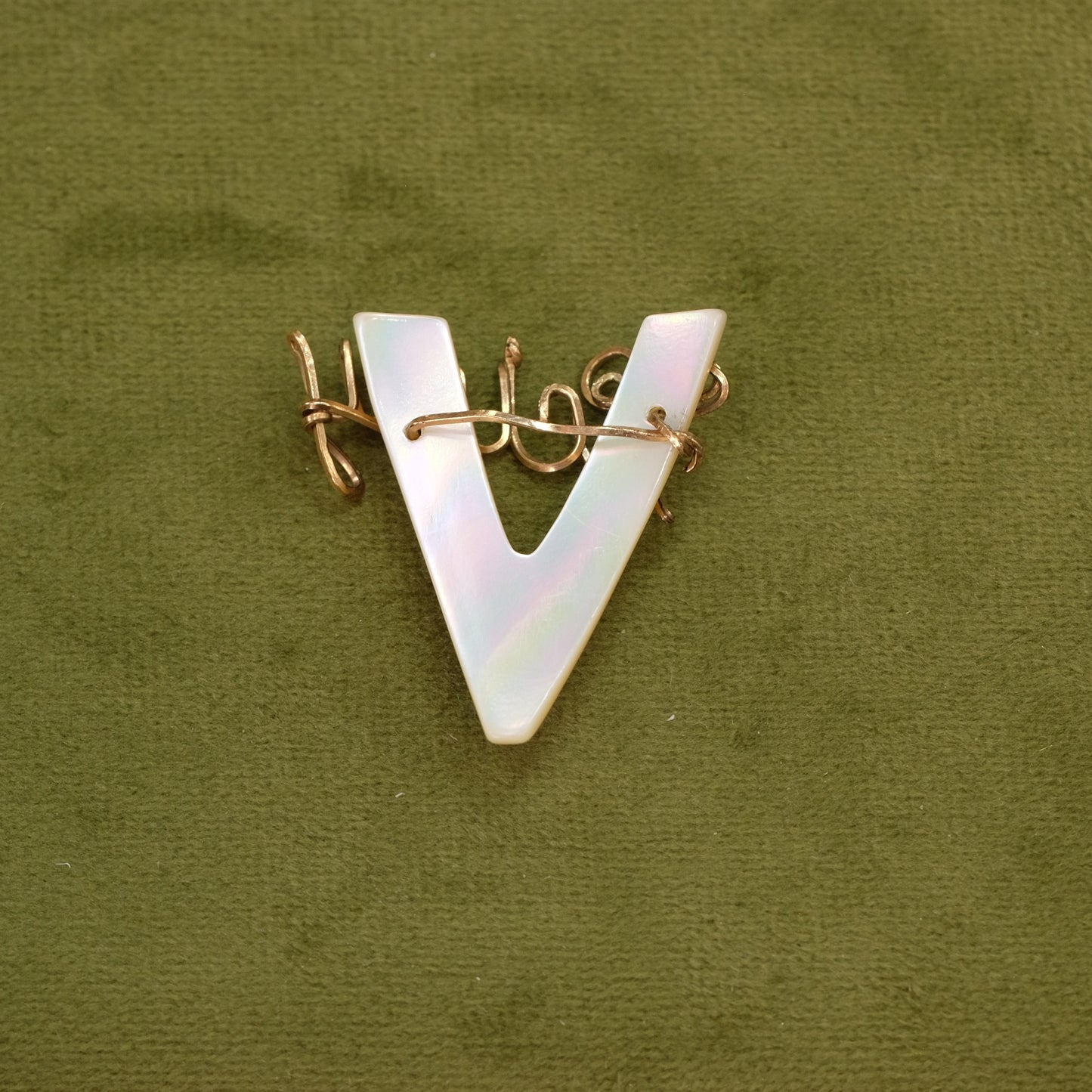 Mother of Pearl Victory Pendant with Blue Rhinestone