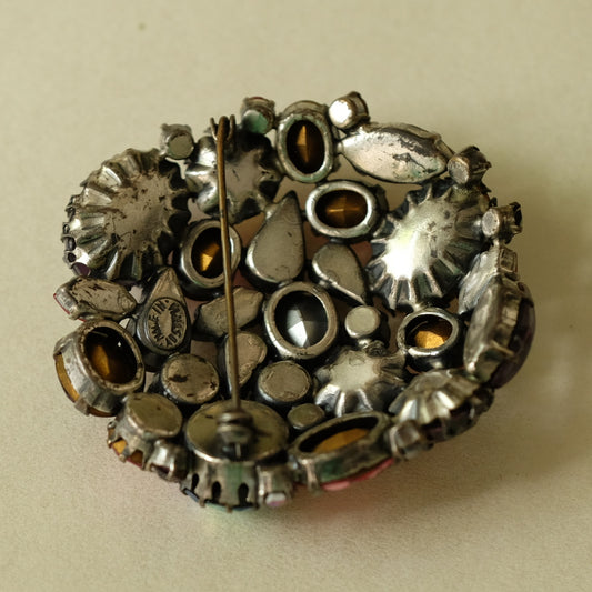 Lavender Round Made in Austria Brooch 1950s