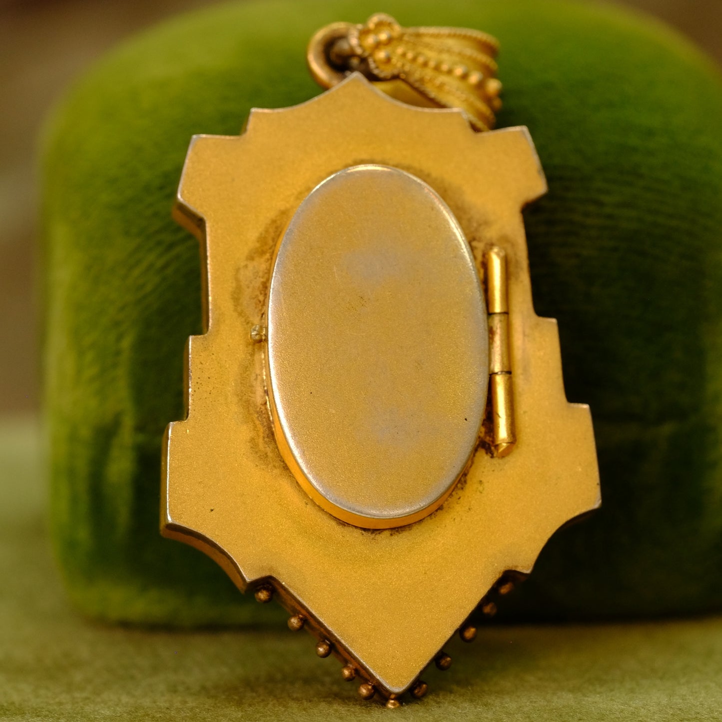 Antique Gold Filled Hair Locket with Seed Pearl