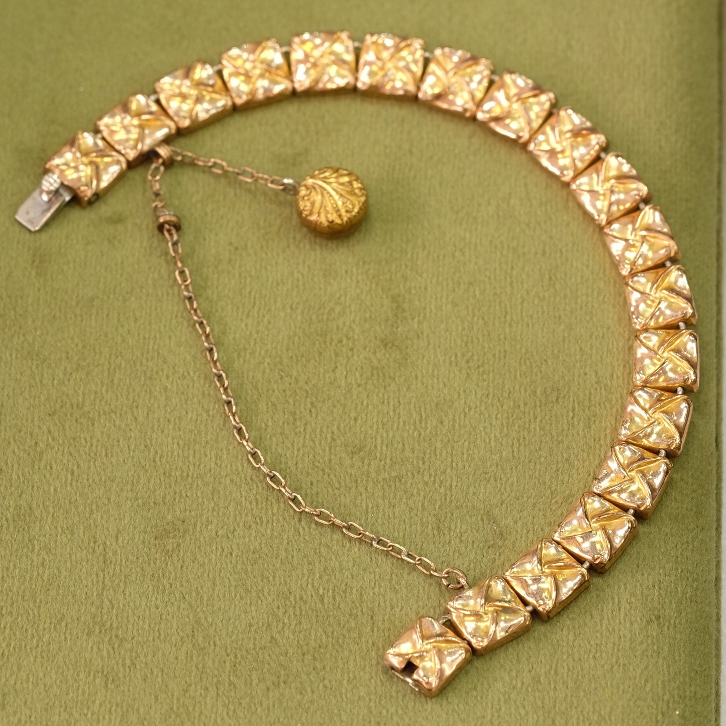 Victorian 12K Square Gold Links with Dangle Charm