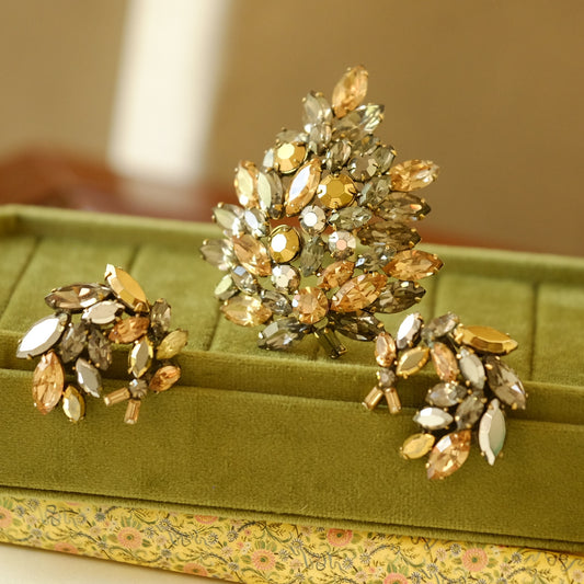 Vintage Regency Brooch and Earrings Set 1950s
