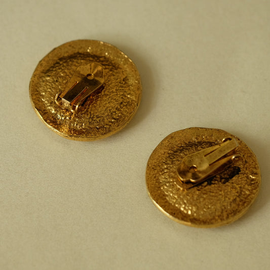 Vintage Etruscan Style Round Earrings 1980s