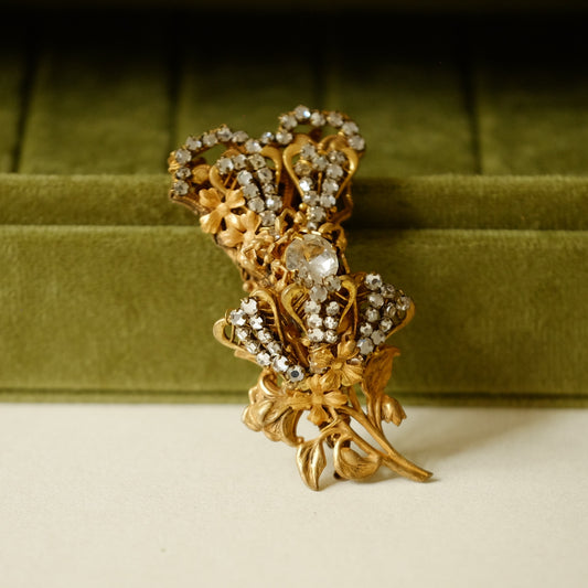 Vintage Miriam Haskell Rose Montee Flower Pin 1950s