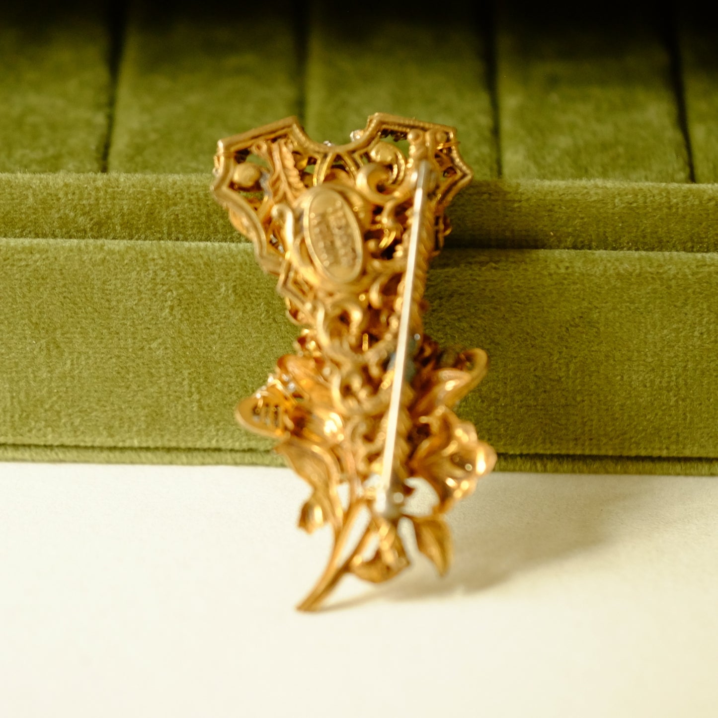 Vintage Miriam Haskell Rose Montee Flower Pin 1950s