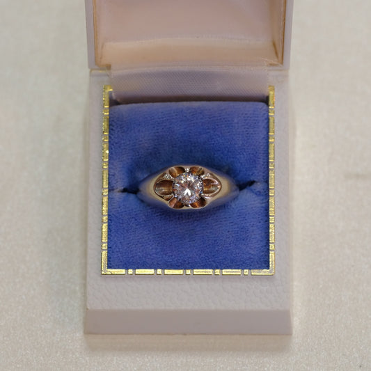 Chunky Sterling Silver Ring with Unique Set Rhinestone