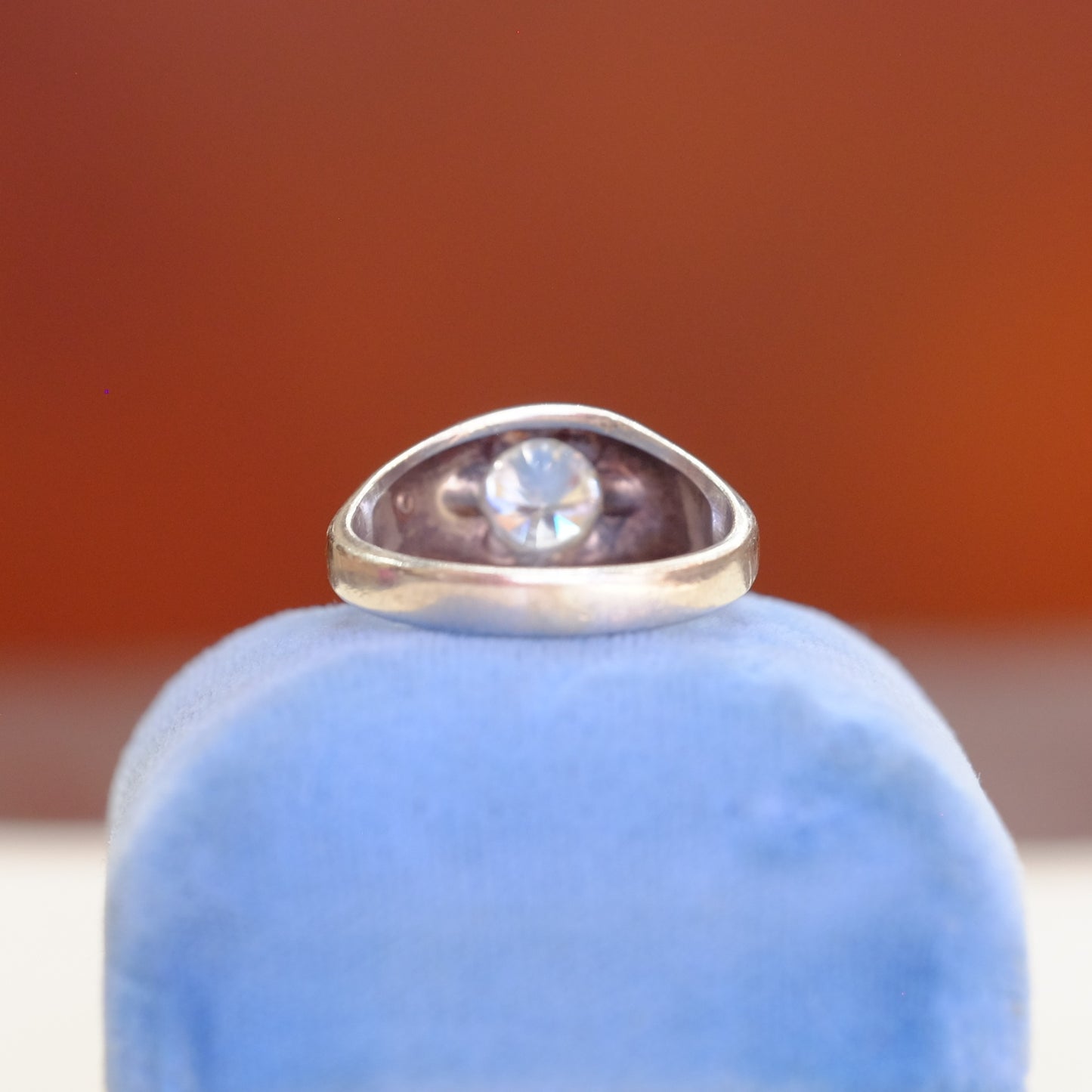 Chunky Sterling Silver Ring with Unique Set Rhinestone