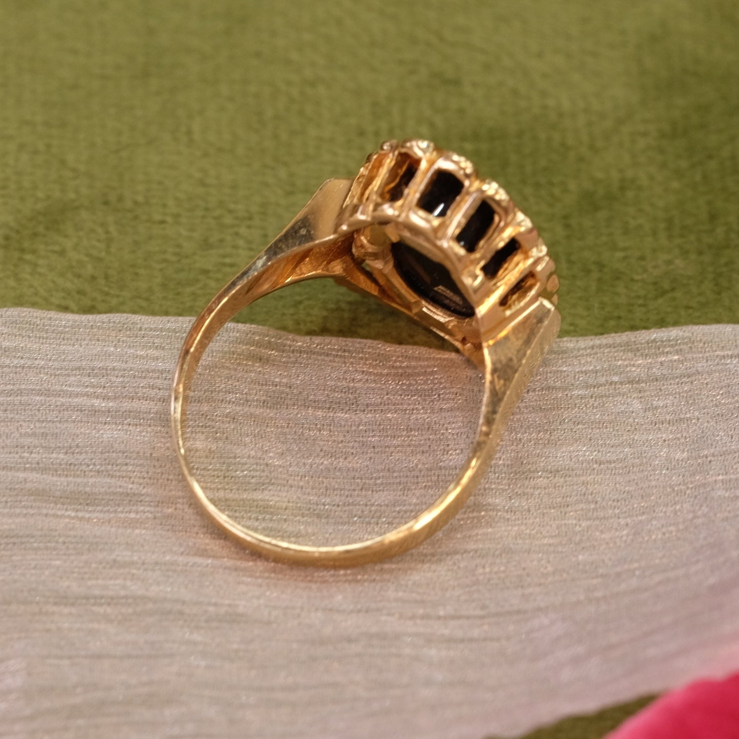 14K Gold Kinetic Diamond Onyx Ring
