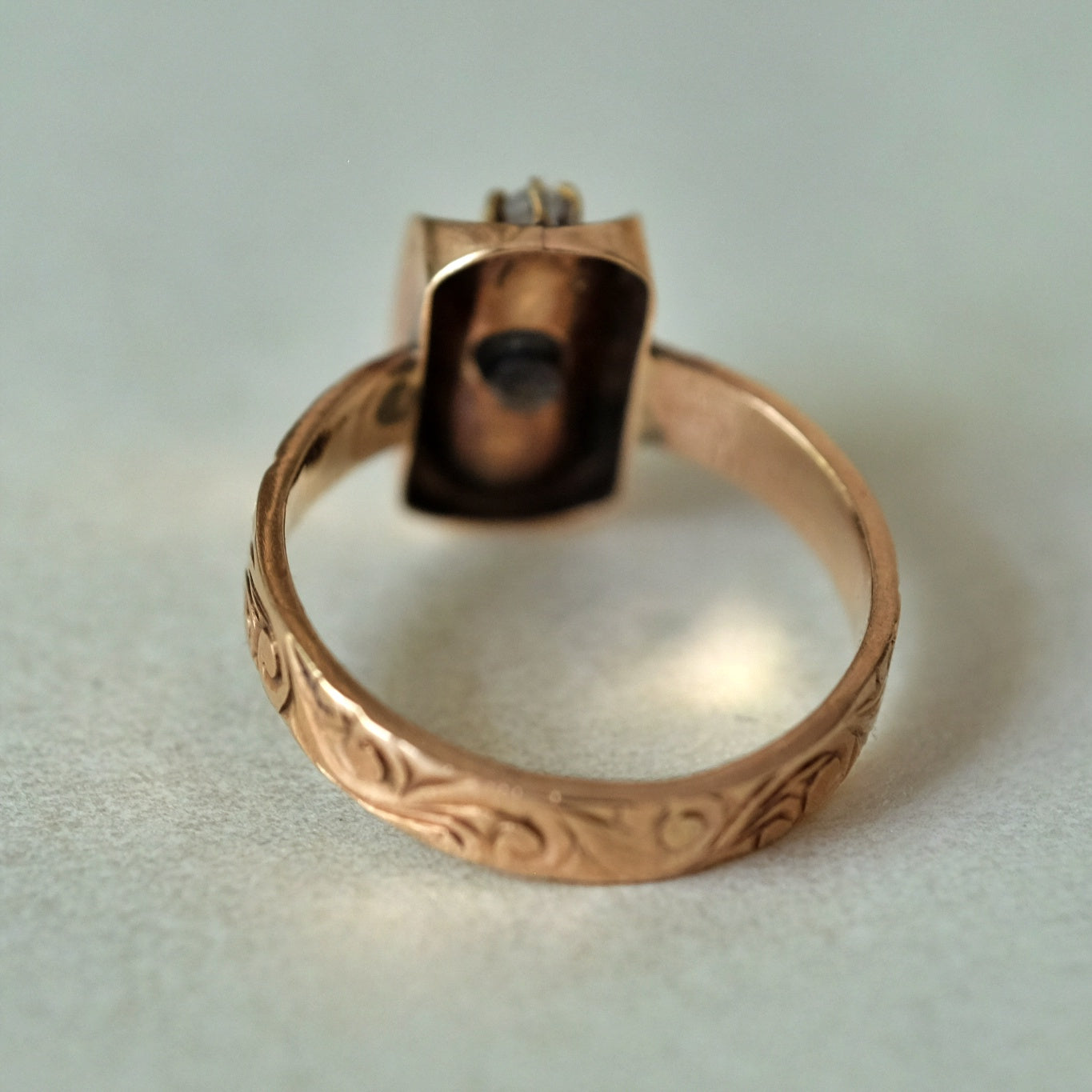 Antique 14K Rose Gold Pearl and Ruby Ring