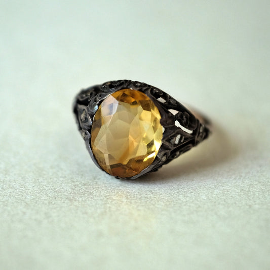 Antique 10K Gold Astro Hungarian Citrine Ring