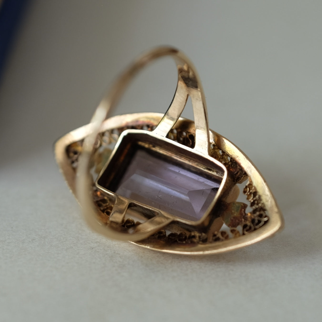 Victorian 12K Gold Filigree Amethyst Ring