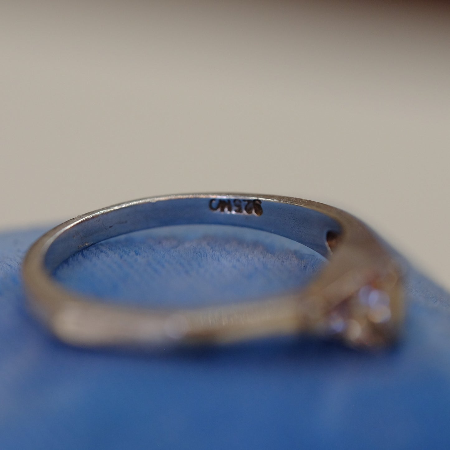 Abstract Silver Ring with Rhinestone