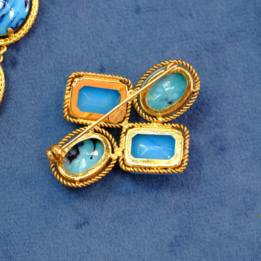 Dior Turquoise Cabochons Brooch 1960s