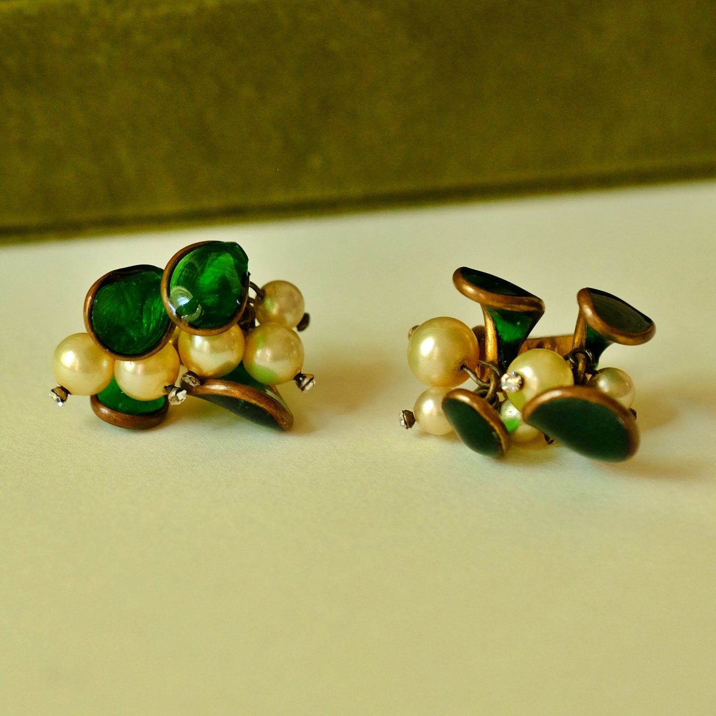 Vintage Gripoix Lilly of the Valley French Earrings 1960s